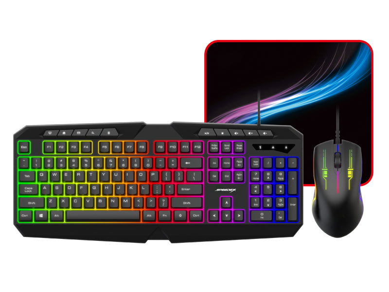 Speedex 3-in-1 Multimedia Rainbow backlighting wired gaming keyboard + –  Modcom